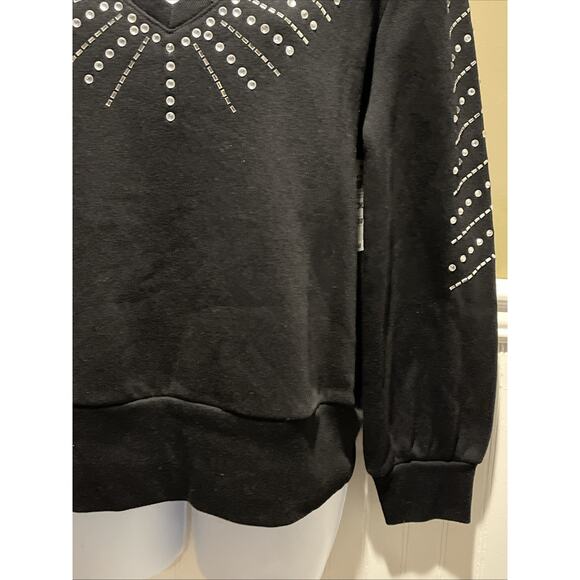 $70 Inc International Concepts Rhinestone-Embellished Sweatshirt Black M NWT - Picture 4 of 7